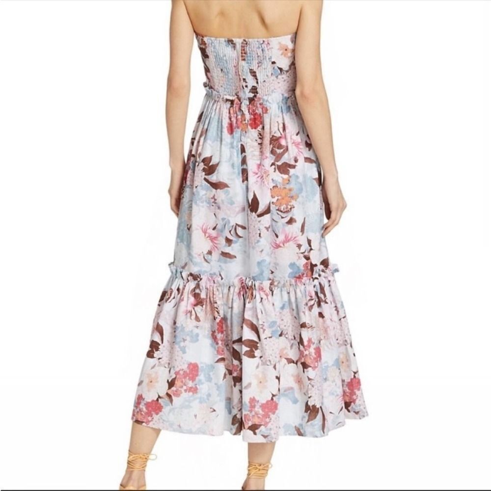 Cara Cara Floral Strapless Linen Dress - Picture 2 of 7